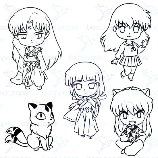 Diseños digitales para colorear | Inuyasha | .beat.paper.