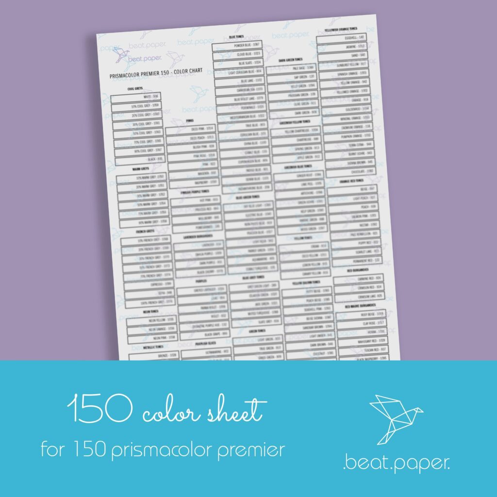 Prismacolor Premier 150 Pencil Colour Chart Template Printable